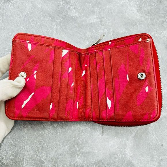 Balenciaga Red Multi-Color Zip Compact Wallet - Picture 10 of 13